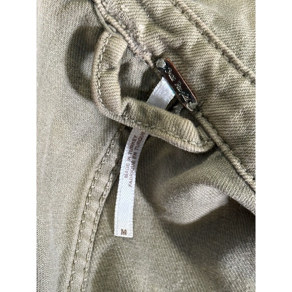Free People Moonchild Military Shacket Med Green Denim Shirt Jacket Distressed - Picture 11 of 16